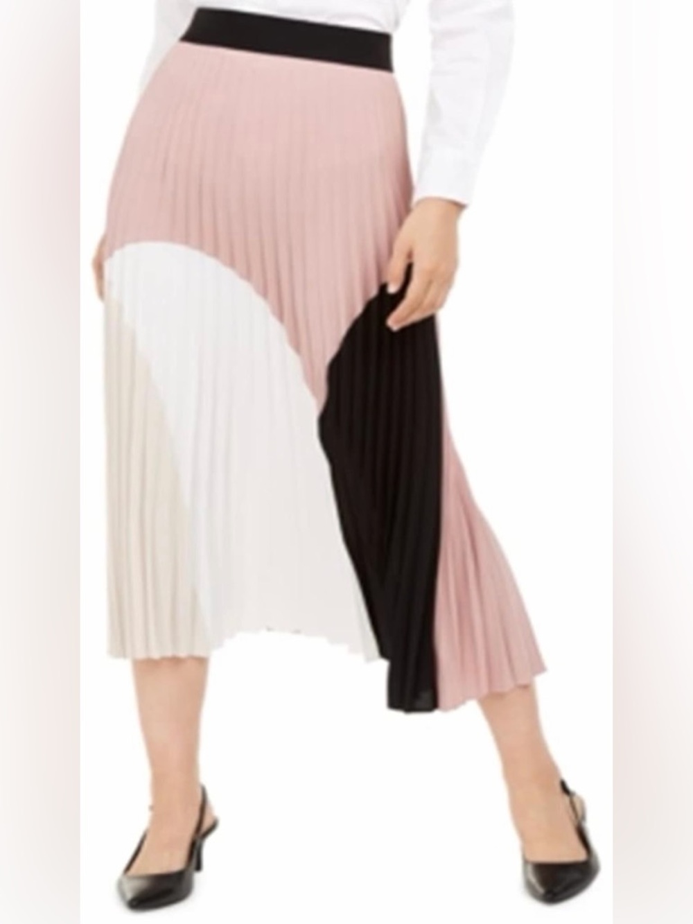 Alfani Elegant Pleated Colorblock Skirt